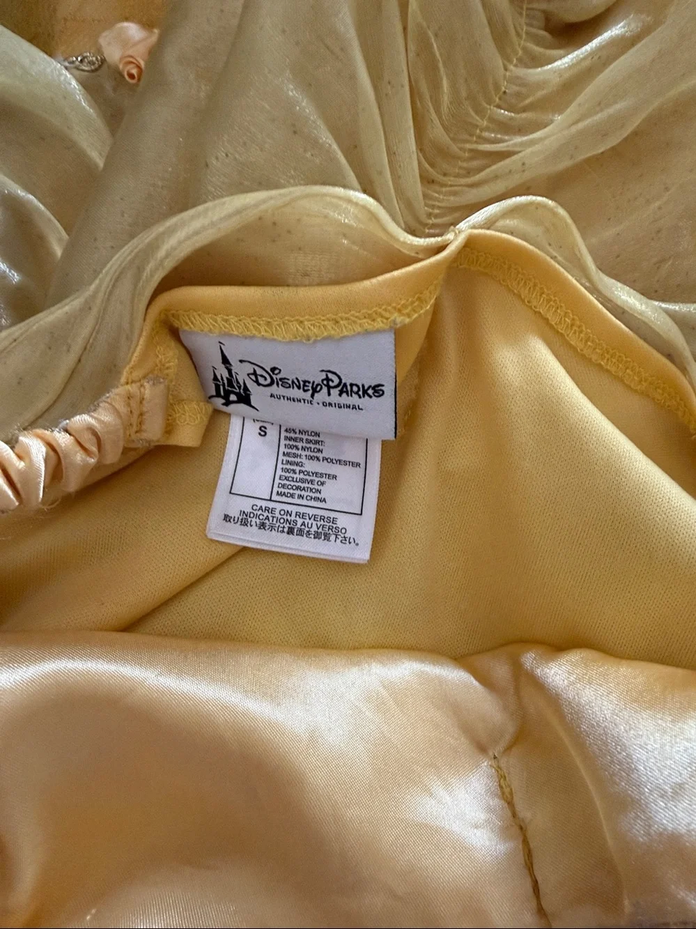 Disney’s Bell from beauty and the beast, beautiful yellow and gold size small